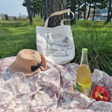 Picnic drawing illustration Handcrafted  eco bag, canvas bag