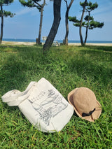 Picnic drawing illustration Handcrafted  eco bag, canvas bag