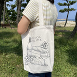 Picnic drawing illustration Handcrafted  eco bag, canvas bag