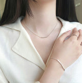 Handcrafted Thin 925 silver bar necklace and bracelet