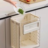 Transparent Folding Hanging Trash Bin for Large Capacity Kitchen Waste Storage