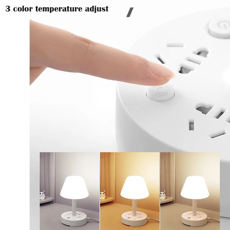3-in-1 Multi-Functional Desk Accessory: Power Strip, Table Lamp, and Cellphone Holder