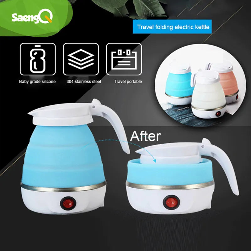 Foldable Travel Kettle with 304 Stainless Steel and Leakproof Silicone Design