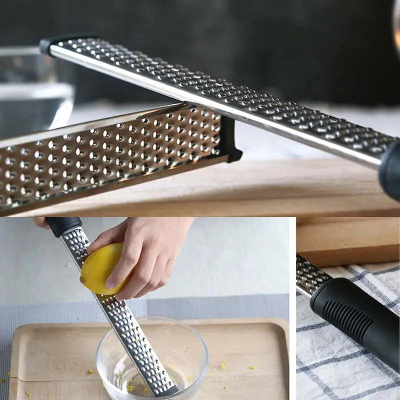 Versatile 12-Inch Stainless Steel Grater for Cheese, Chocolate, and Fruits