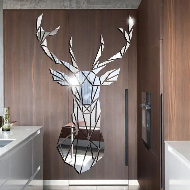 Deer Head 3D Mirror Wall Sticker Acrylic Decoration for Nordic Living Room