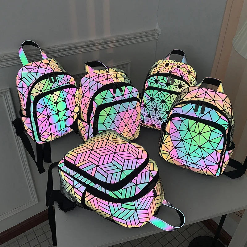 Women Luminous Holographic Backpack