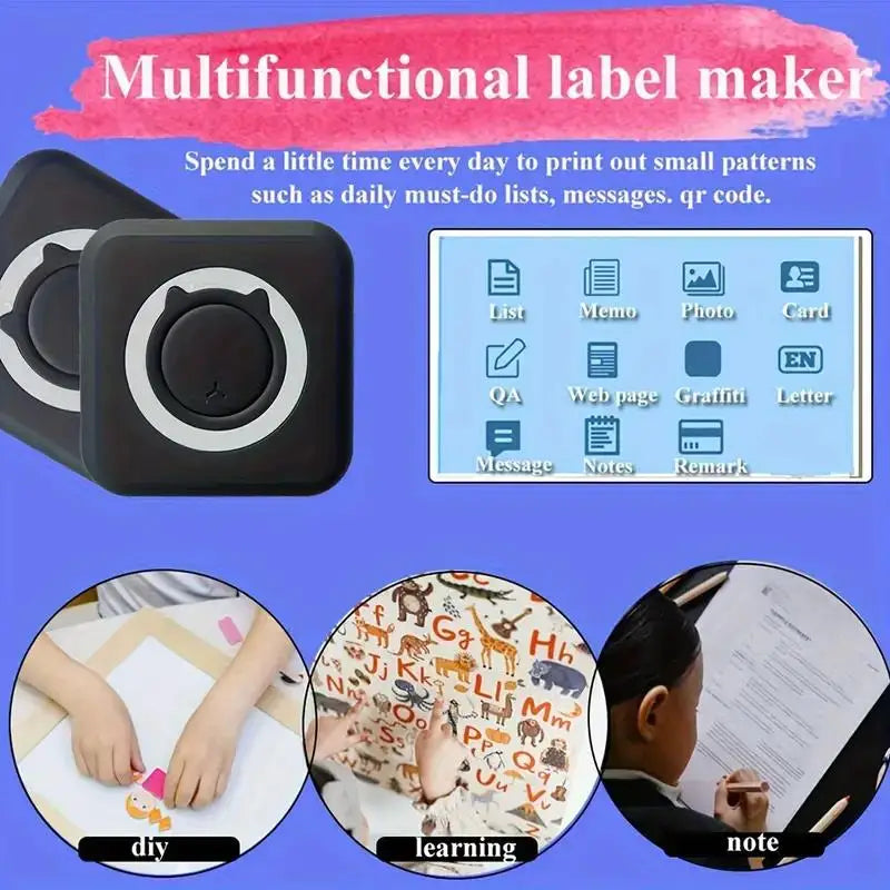 Mini Portable Wireless Thermal Printer for High-Quality Photo and Label Printing with USB Cable