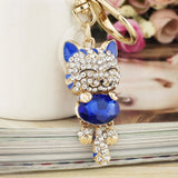 Lucky Cat Rhinestone Keychain with Unique Charm
