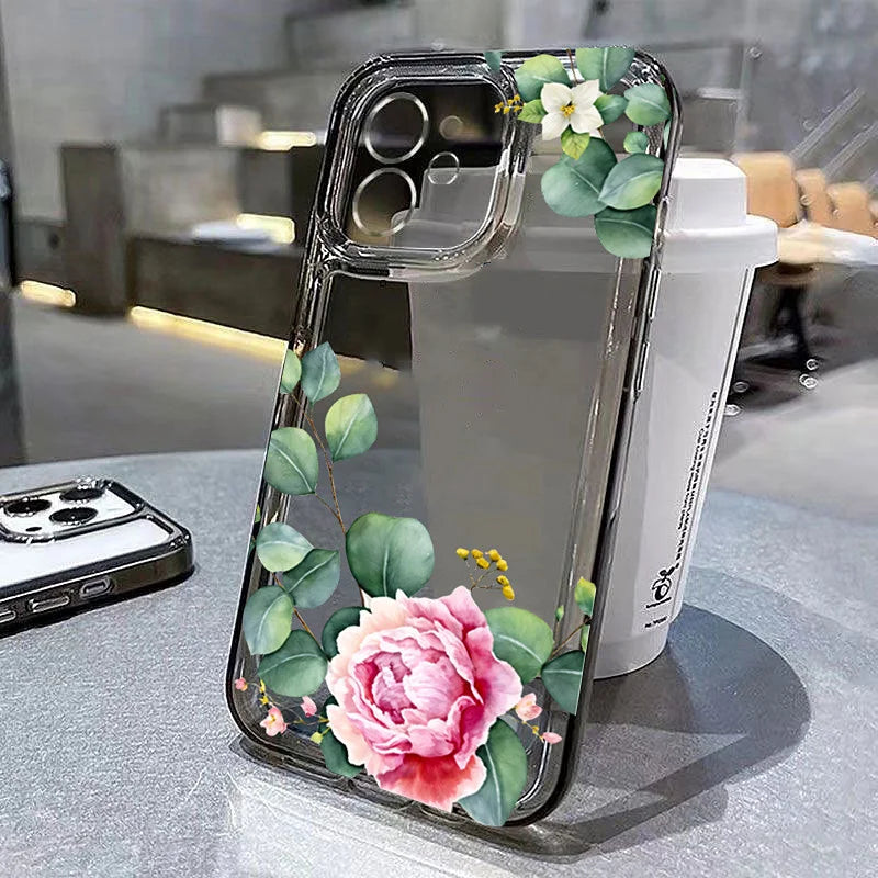 Blossoming Transparent TPU Phone Case for Various iPhone Models