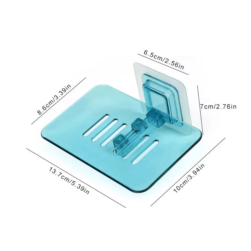 Adhesive Dual-Layer Bathroom Soap Dish with No-Drill Wall Mounting and Efficient Drainage Design