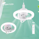 360 Degree Rotating Ceiling Fan Light with Remote Control White and RGB Dimmable LEDs