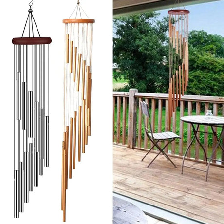 Elegant 12-Tube Aluminum Alloy Wind Chimes with Gold/Silver Bells for Home and Outdoor Decor