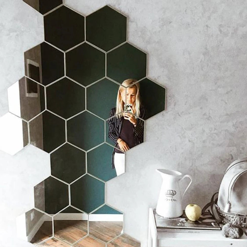 3D Hexagon Mirror Wall Sticker