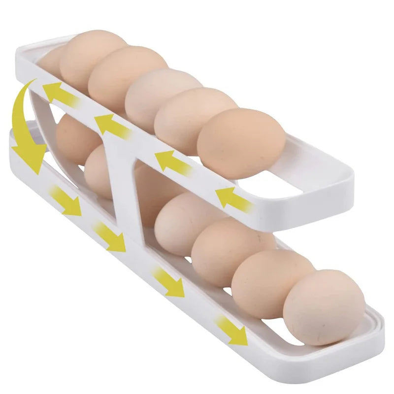 Elegant Refrigerator Egg Storage Rack with Innovative Roll-Down Dispenser