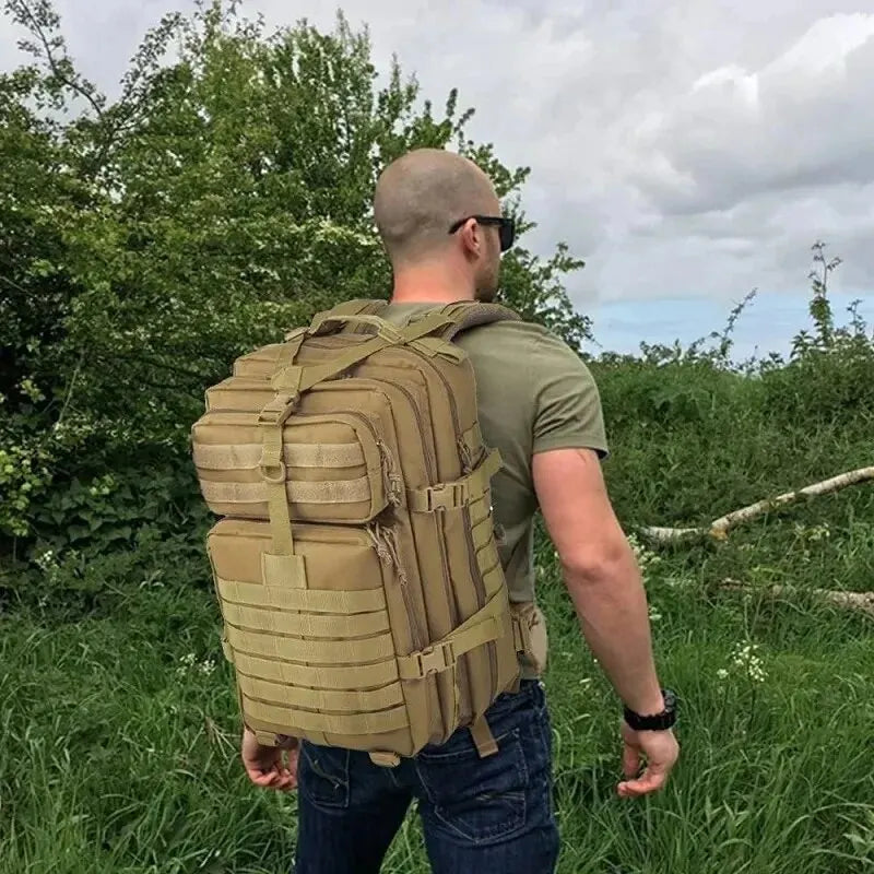Men's Large Capacity Tactical Hiking Backpack in Military Camouflage Design