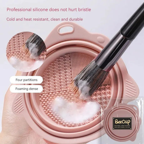 Gentle Makeup Brush Cleaning Bowl & Tool Set - Wet & Dry Cleaning Solution for Bristles