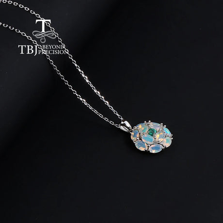 Opal Gemstone Water Drop Pendant Necklace 925 Sterling Silver Jewelry