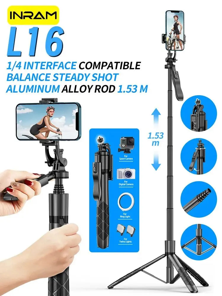 Versatile Bluetooth Selfie Stick and Tripod Stand for GoPro and Smartphones, Foldable and Portable for Steady Shooting