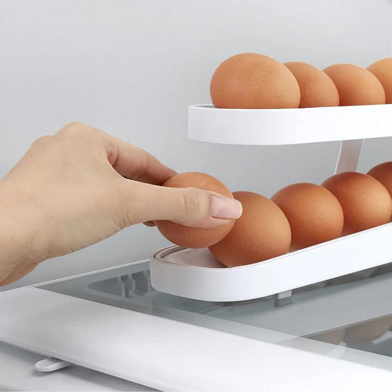 Elegant Refrigerator Egg Storage Rack with Innovative Roll-Down Dispenser