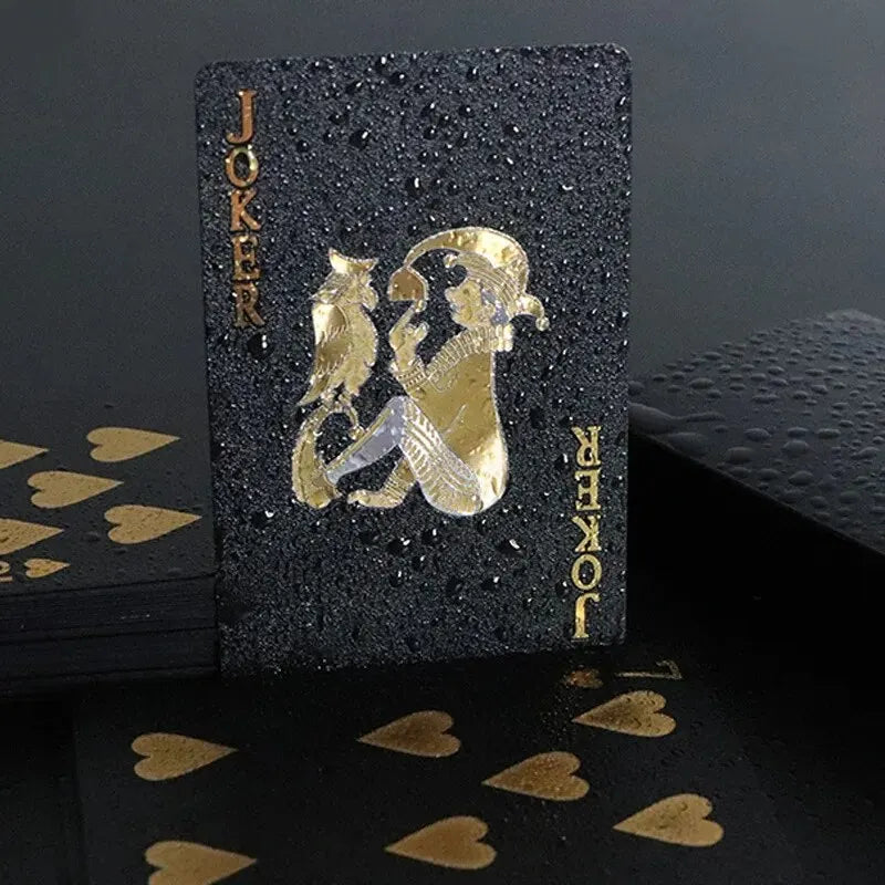 Gold-Infused Black Waterproof Playing Cards Set