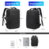 Expandable Waterproof Travel Backpack with USB Port