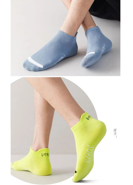 5-Pack Vibrantly Colored Invisible Ankle Socks for Men - Breathable, Sporty, and Fashionable for Streetwear and Travel