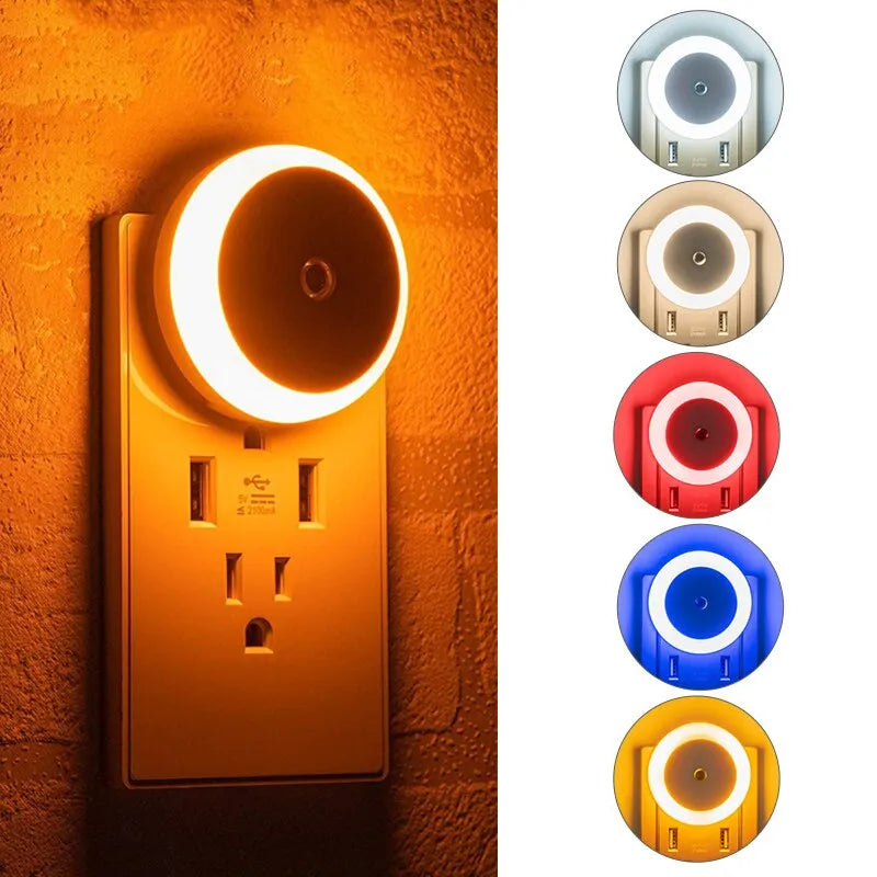 LED Round White Night Light with Dusk To Dawn Sensor for Home and Bathroom