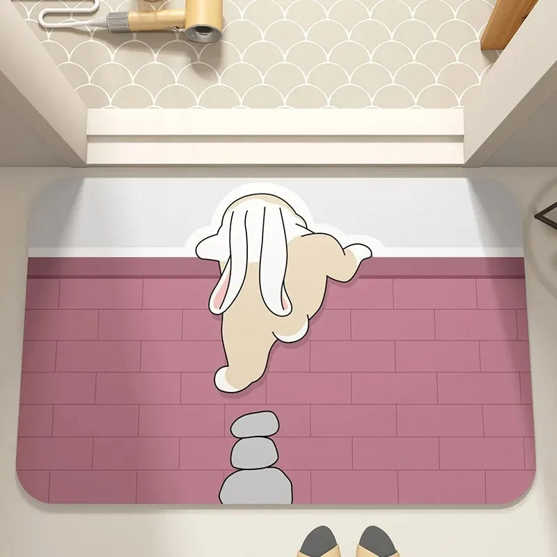 Fun Cartoon Diatom Mud Bathroom and Kitchen Rug