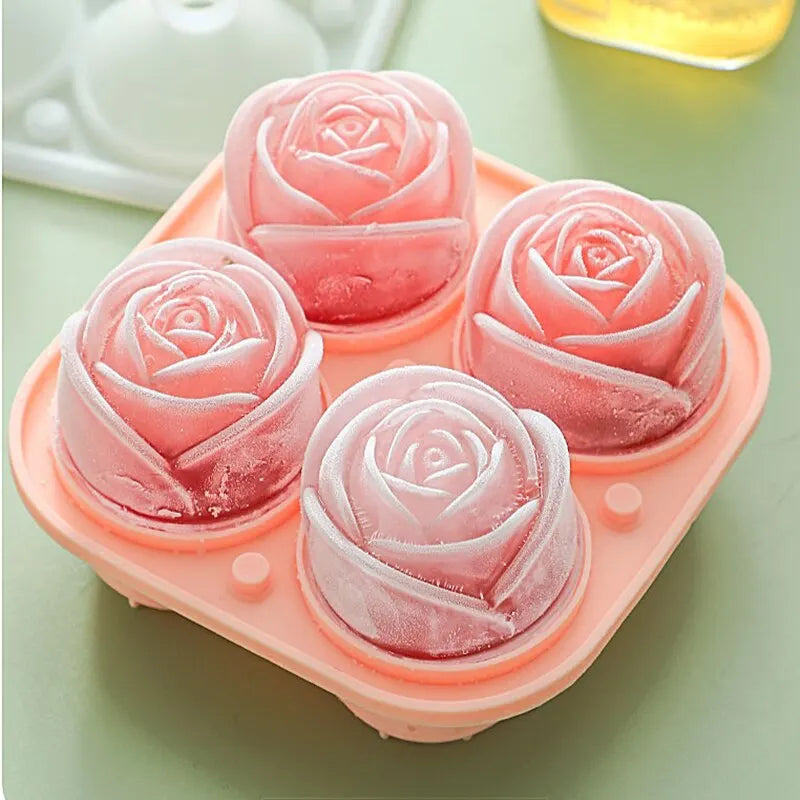 Elegant 3D Rose Flower Ice Cube Tray for Bartenders and Home Chefs