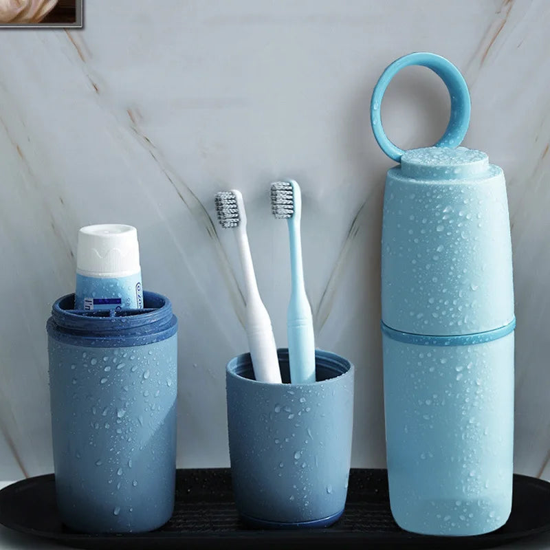 Portable Toothbrush and Toothpaste Travel Cup and Holder