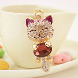 Lucky Cat Rhinestone Keychain with Unique Charm