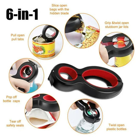 Ultimate 6-in-1 Multifunctional Bottle and Can Opener with Ergonomic Handle