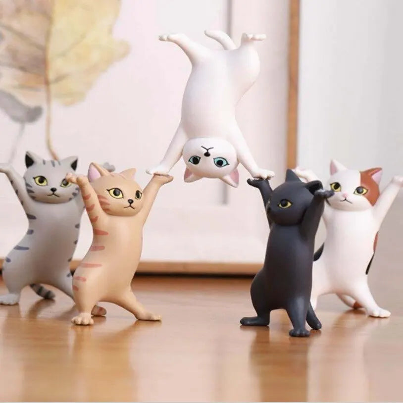 Enchanting Dancing Cat Figures Set of 5