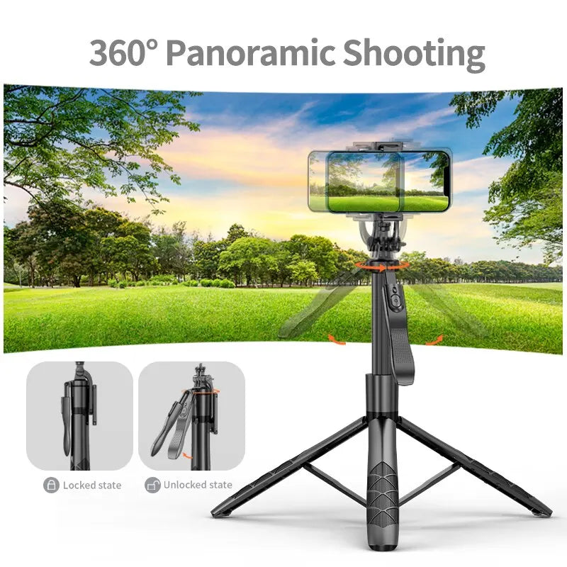 Versatile Bluetooth Selfie Stick and Tripod Stand for GoPro and Smartphones, Foldable and Portable for Steady Shooting