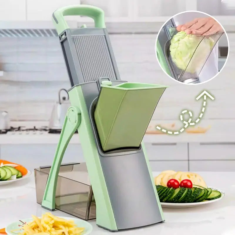 Adjustable Stainless Steel Vegetable Mandoline Slicer with Multiple Cutting Blades