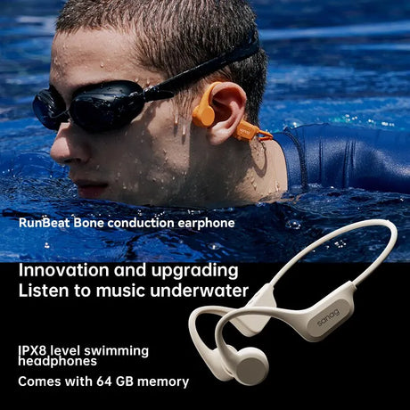 Pro Swimming Headset with Bone Conduction Technology, Bluetooth 5.3 Connectivity, and 64GB MP3 Storage - IPX8 Waterproof Wireless Earbuds