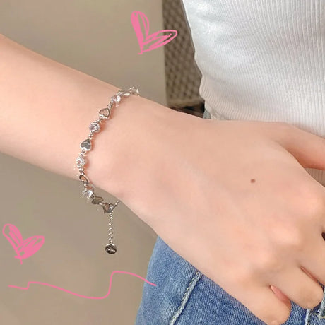 Chic Korean Y2K Zircon Heart Bracelet with Fitness and Sleep Tracker Features for Fashion-forward Women