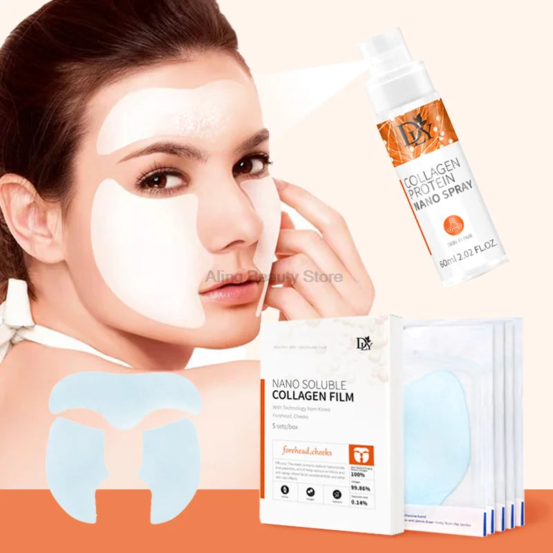 Revolutionary Collagen Enriched Anti-Aging Serum Spray & Hydrating Film Mask Combo for Wrinkle Reduction and Skin Brightening