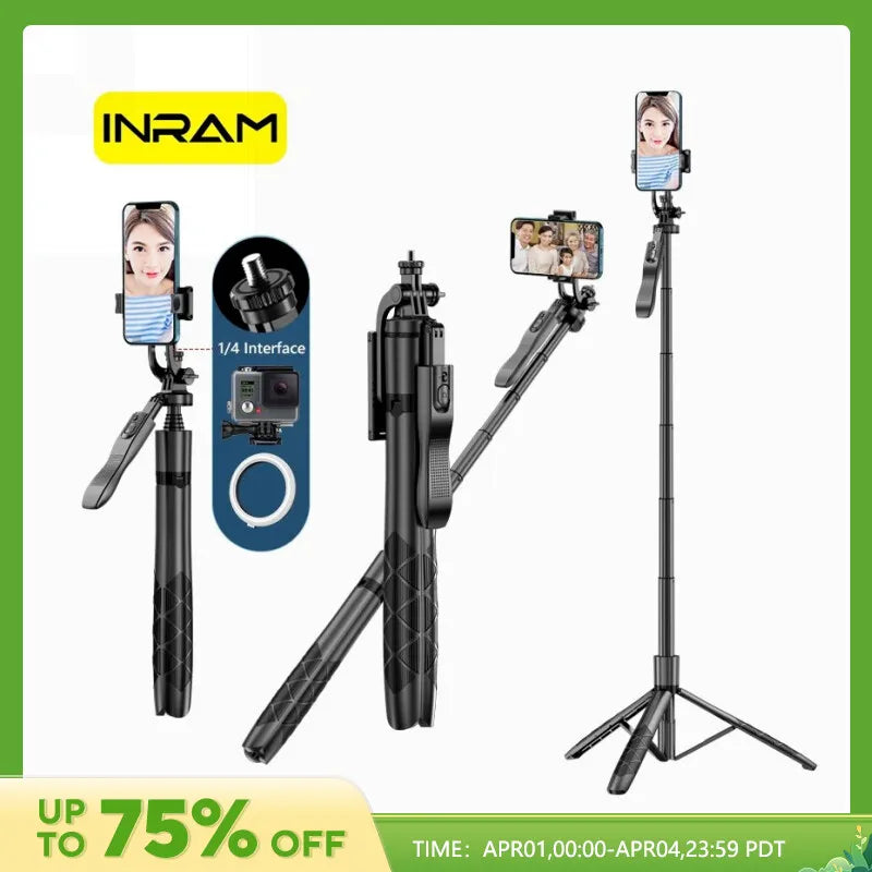 Versatile Bluetooth Selfie Stick and Tripod Stand for GoPro and Smartphones, Foldable and Portable for Steady Shooting