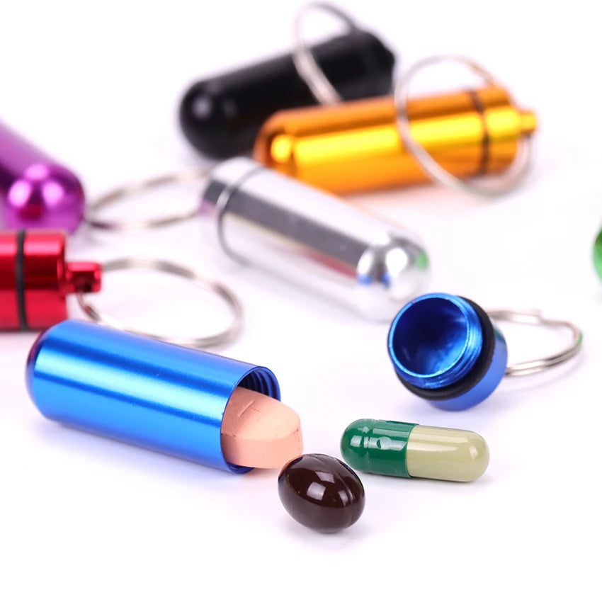Water-resistant Pill Storage Keychain Box