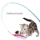 11-Piece Replacement Cat Feather Toy Set with Retractable Stick