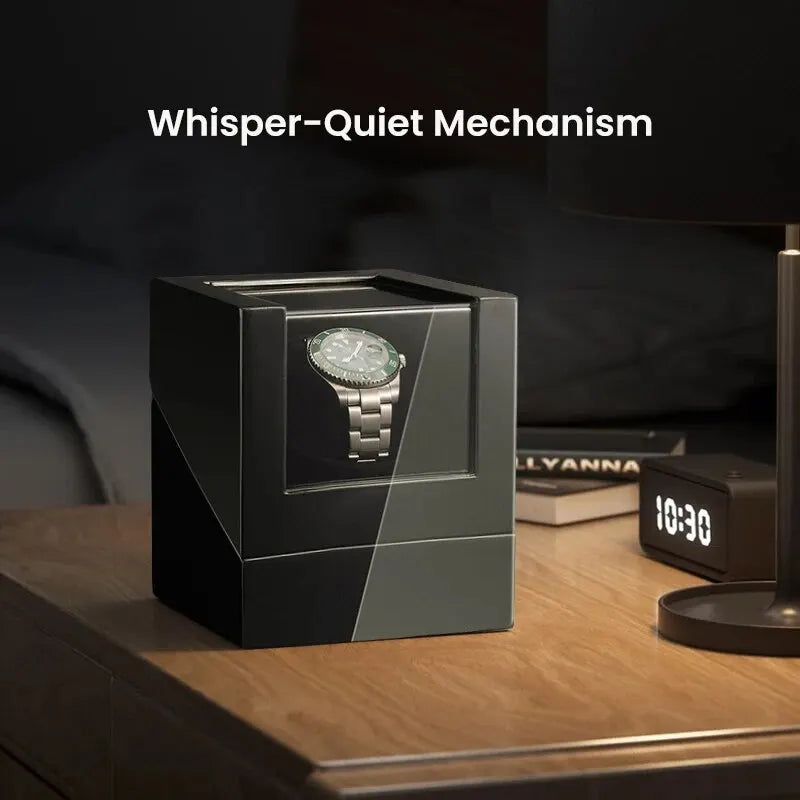 Single Watch Winder with Quiet Motor, Dual Power Options, and Intelligent Timing