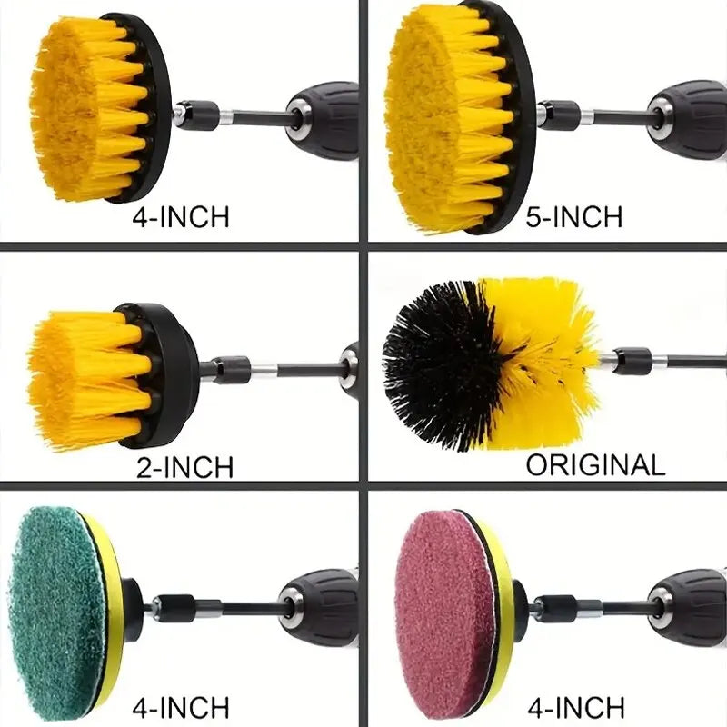 12-Piece Multipurpose Electric Drill Brush Attachment Set for Cleaning, Polishing and Descaling Household Surfaces