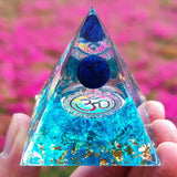 Amethyst and Peridot Energy Generator Orgone Pyramid - Healing Crystal Stone Home Decor Ornament