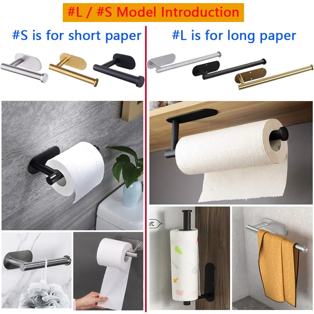 Adhesive Stainless Steel Multipurpose Holder for Paper Towels and Napkins