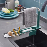 Expandable Kitchen Sink Organizer with Drain Rack and Storage Basket