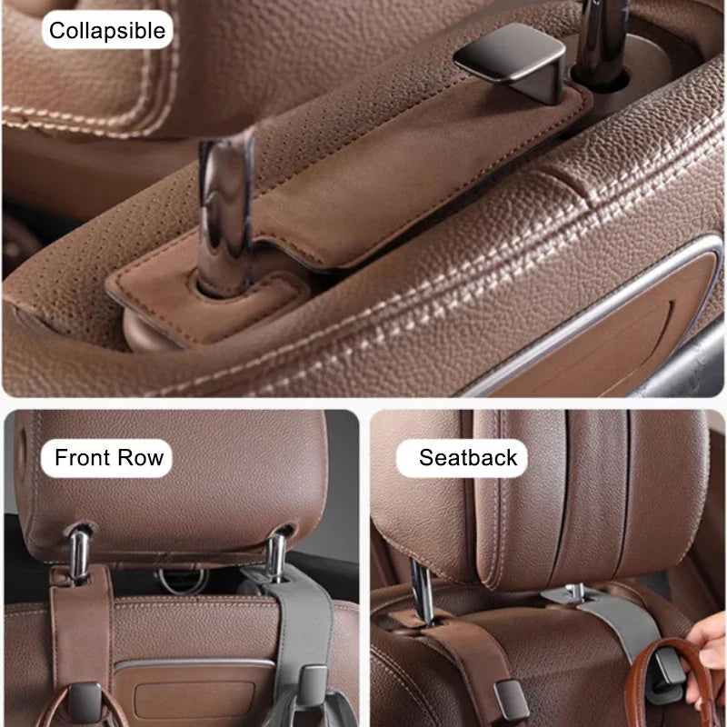 Car Headrest Hook Organizer - Durable Suede Seat Tool for Efficient Auto Storage