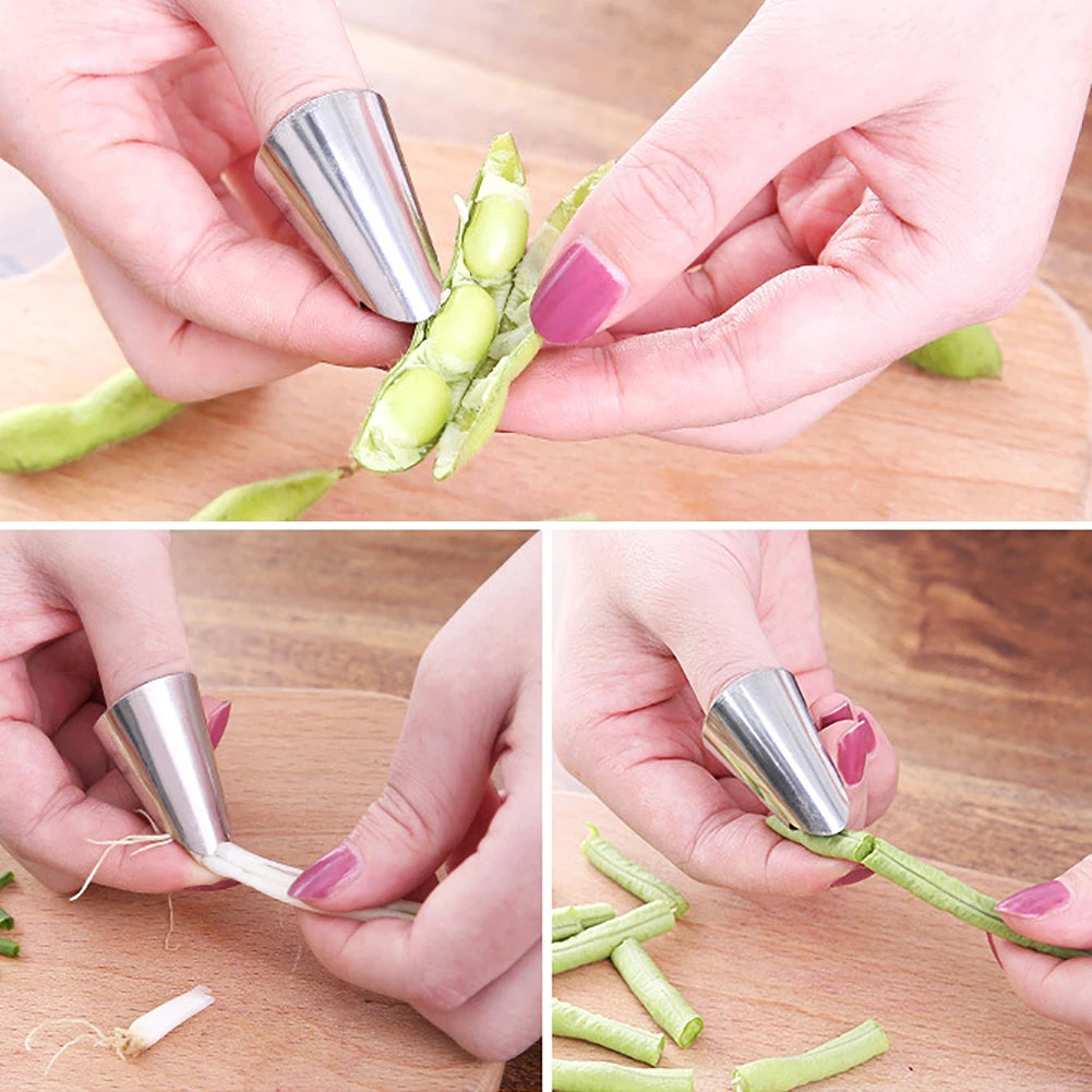 Kitchen Safety Stainless Steel Finger Guard Set for Vegetable Chopping and Garlic Peeling