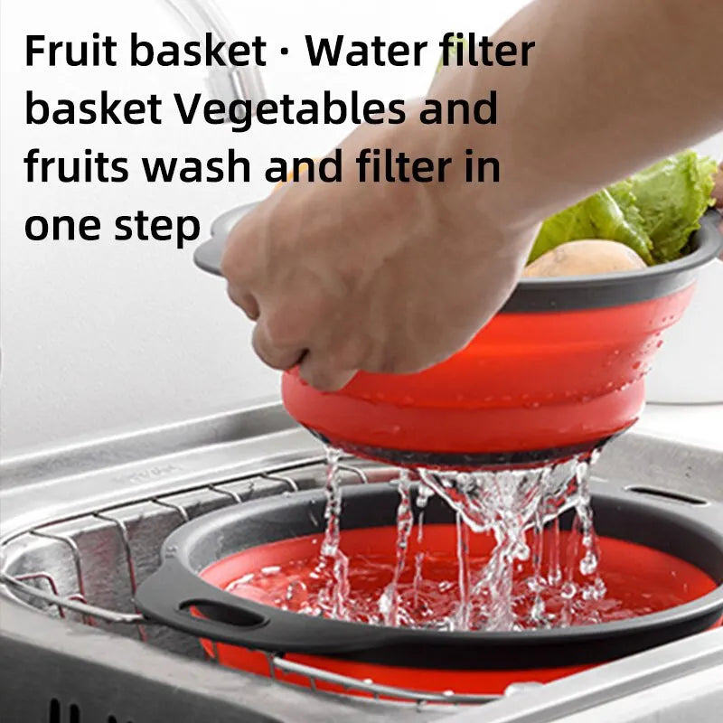 Silicone Foldable Drain Basket for Washing Fruits and Vegetables