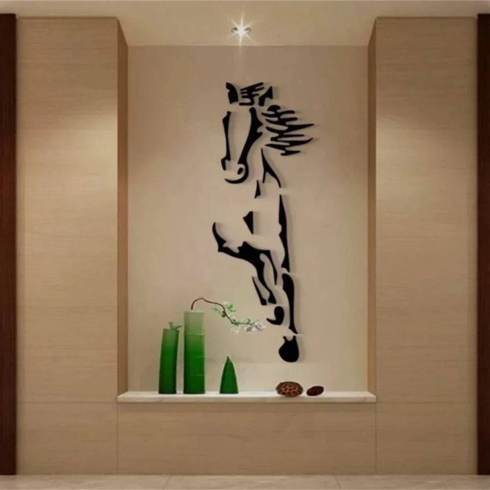 Elegant Horse-themed 3D Acrylic Wall Stickers for Stylish Room Transformation